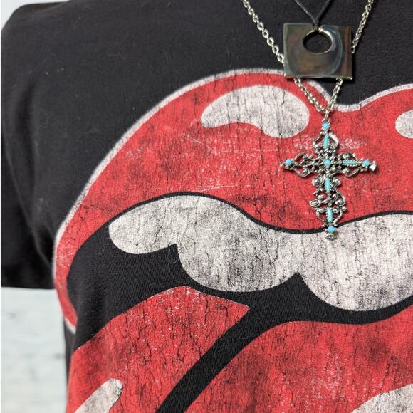 Retro Rolling Stones Concert Tee Black Band Tshirt Vintage Stones Shirt Medium - Picture 4 of 8